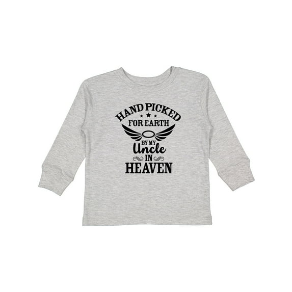 Inktastic Handpicked for Earth by My Uncle in Heaven with Angel Wings Boys or Girls Long Sleeve Toddler T-Shirt