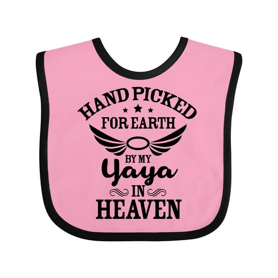 Inktastic Handpicked for Earth by My Yaya in Heaven with Angel Wings Boys or Girls Baby Bib
