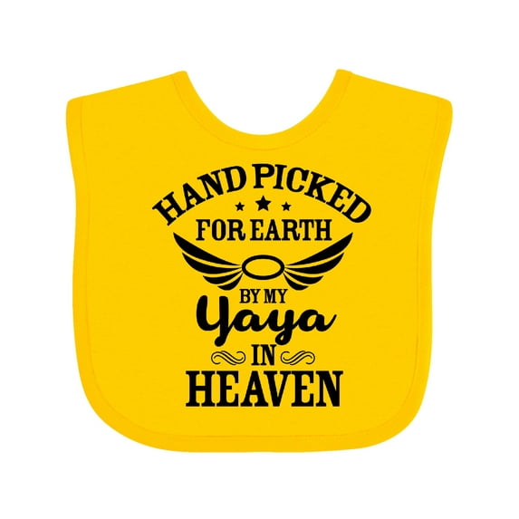 Inktastic Handpicked for Earth by My Yaya in Heaven with Angel Wings Boys or Girls Baby Bib