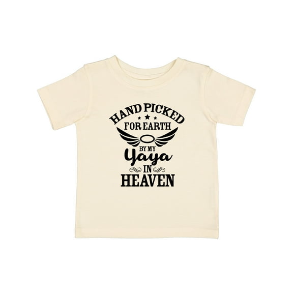 Inktastic Handpicked for Earth by My Yaya in Heaven with Angel Wings Boys or Girls Baby T-Shirt