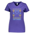 thumbnail image 1 of Inktastic Hannukkah Happy Llamakkah with Menorah Women's V-Neck T-Shirt, 1 of 5