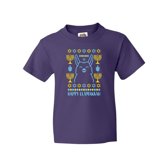 Inktastic Hannukkah Happy Llamakkah with Menorah Youth T-Shirt