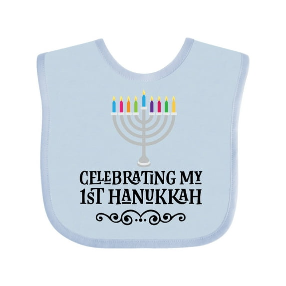 Inktastic Hanukkah Babys 1st Menorah Boys or Girls Baby Bib