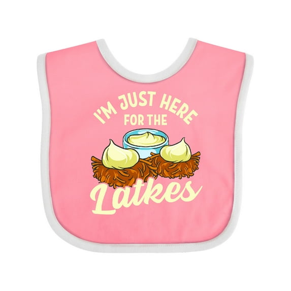 Inktastic Hanukkah Funny Here for Latkes Boys or Girls Baby Bib