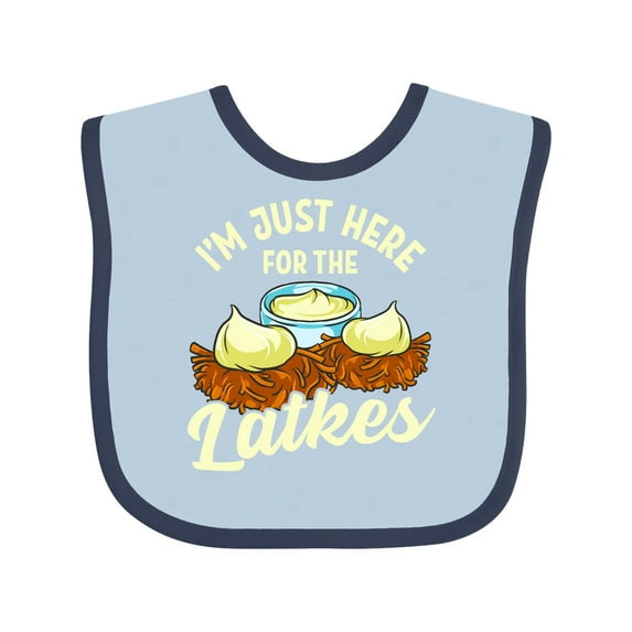 Inktastic Hanukkah Funny Here for Latkes Boys or Girls Baby Bib