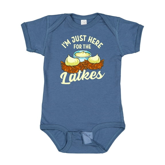Inktastic Hanukkah Funny Here for Latkes Boys or Girls Baby Bodysuit