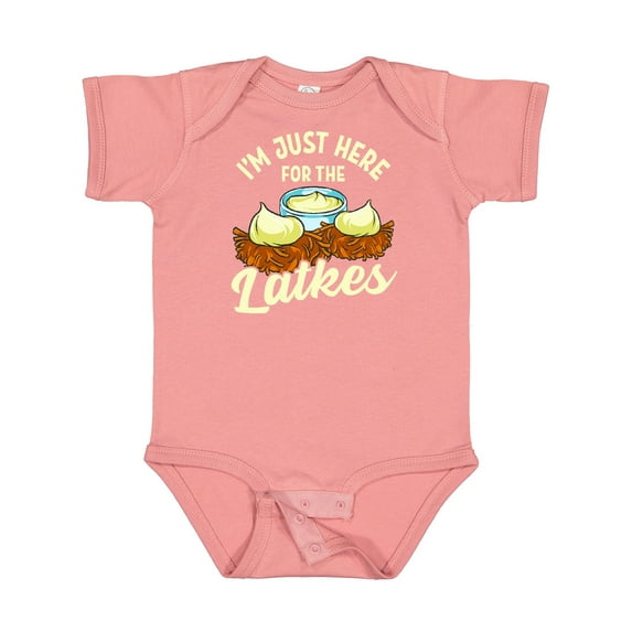 Inktastic Hanukkah Funny Here for Latkes Boys or Girls Baby Bodysuit
