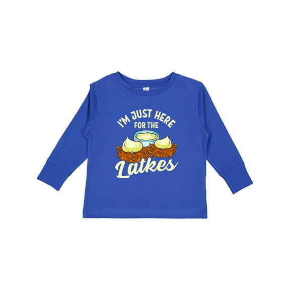 Inktastic Hanukkah Funny Here for Latkes Boys or Girls Long Sleeve Toddler T-Shirt