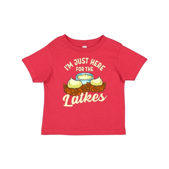 Inktastic Hanukkah Funny Here for Latkes Boys or Girls Toddler T-Shirt
