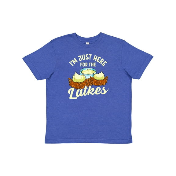 Inktastic Hanukkah Funny Here for Latkes Youth T-Shirt