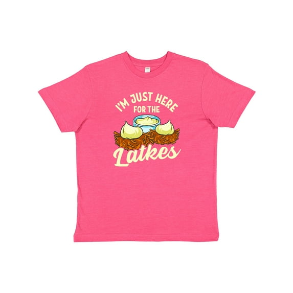Inktastic Hanukkah Funny Here for Latkes Youth T-Shirt