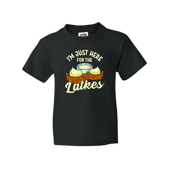 Inktastic Hanukkah Funny Here for Latkes Youth T-Shirt