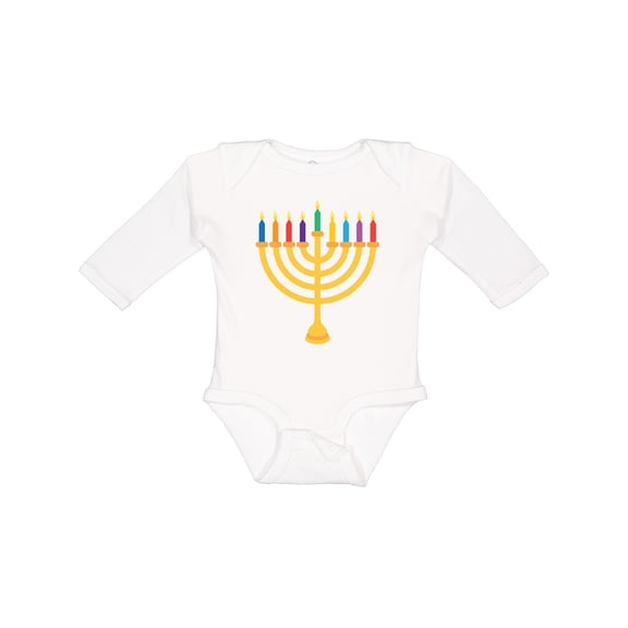 Inktastic Hanukkah Menorah Candles Boys or Girls Long Sleeve Baby Bodysuit