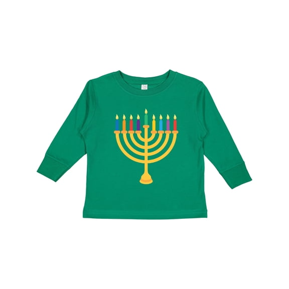 Inktastic Hanukkah Menorah Candles Boys or Girls Long Sleeve Toddler T-Shirt