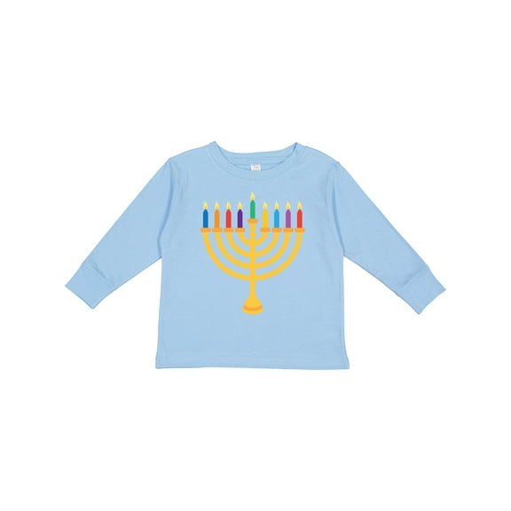 Inktastic Hanukkah Menorah Candles Boys or Girls Long Sleeve Toddler T-Shirt