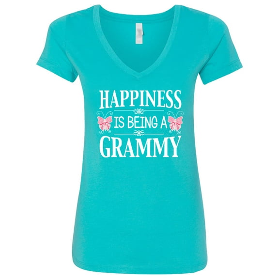 Inktastic Happiness is Being a Grammy with Butterflies Women's V-Neck T-Shirt