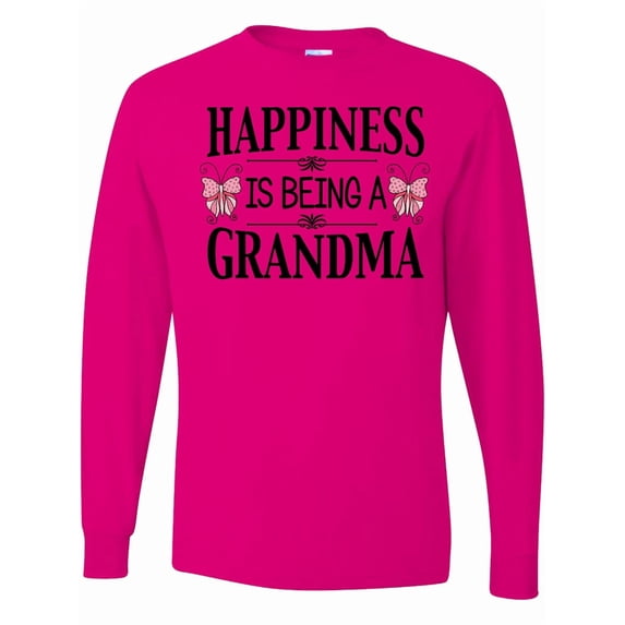 Inktastic Happiness is Being a Grandma with Butterflies Long Sleeve T-Shirt