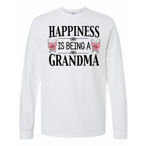 Inktastic Happiness is Being a Grandma with Butterflies Long Sleeve T-Shirt