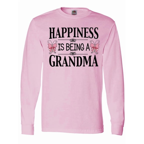 Inktastic Happiness is Being a Grandma with Butterflies Long Sleeve T-Shirt