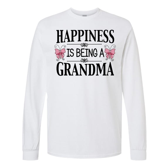Inktastic Happiness is Being a Grandma with Butterflies Long Sleeve T-Shirt