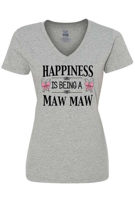 Happiness is Being a Maw Maw with Butterflies Women's V-Neck T-Shirt