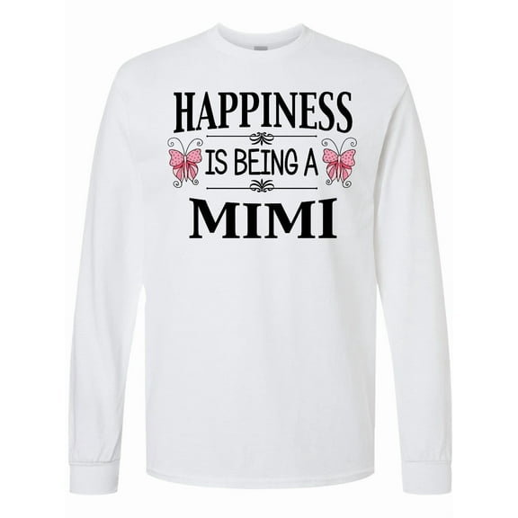 Inktastic Happiness is Being a Mimi with Butterflies Long Sleeve T-Shirt