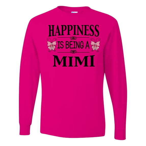 Inktastic Happiness is Being a Mimi with Butterflies Long Sleeve T-Shirt