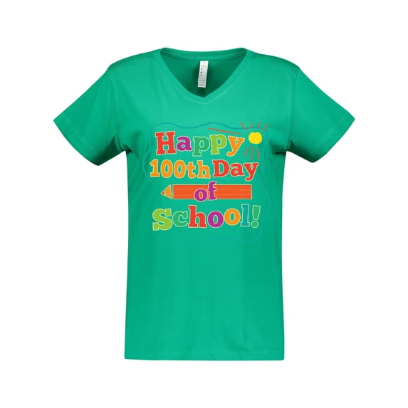 Inktastic Happy 100th Day of School Women's V-Neck T-Shirt