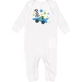 thumbnail image 1 of Inktastic Happy 1st Birthday Blue Racing Car Baby Romper Coveralls, 1 of 4