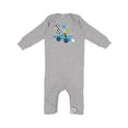 thumbnail image 1 of Inktastic Happy 1st Birthday Blue Racing Car Baby Romper Coveralls, 1 of 4
