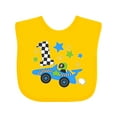 thumbnail image 1 of Inktastic Happy 1st Birthday Blue Racing Car Boys or Girls Baby Bib, 1 of 4