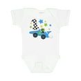 thumbnail image 1 of Inktastic Happy 1st Birthday Blue Racing Car Boys or Girls Baby Bodysuit, 1 of 5