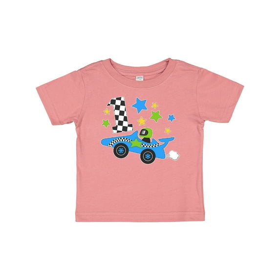 Inktastic Happy 1st Birthday Blue Racing Car Boys or Girls Baby T-Shirt