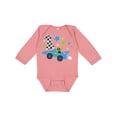 thumbnail image 1 of Inktastic Happy 1st Birthday Blue Racing Car Boys or Girls Long Sleeve Baby Bodysuit, 1 of 5