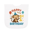 thumbnail image 1 of Inktastic Happy 1st Birthday Monkey Party Theme Baby Terry Cloth Bib, 1 of 3