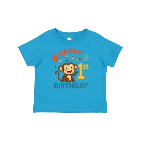Inktastic Happy 1st Birthday Monkey Party Theme Boys or Girls Baby T-Shirt