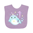 thumbnail image 1 of Inktastic Happy 1st Birthday with Cute Narwhal Stars and Bubbles Boys or Girls Baby Bib, 1 of 4