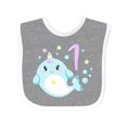 thumbnail image 1 of Inktastic Happy 1st Birthday with Cute Narwhal Stars and Bubbles Boys or Girls Baby Bib, 1 of 4