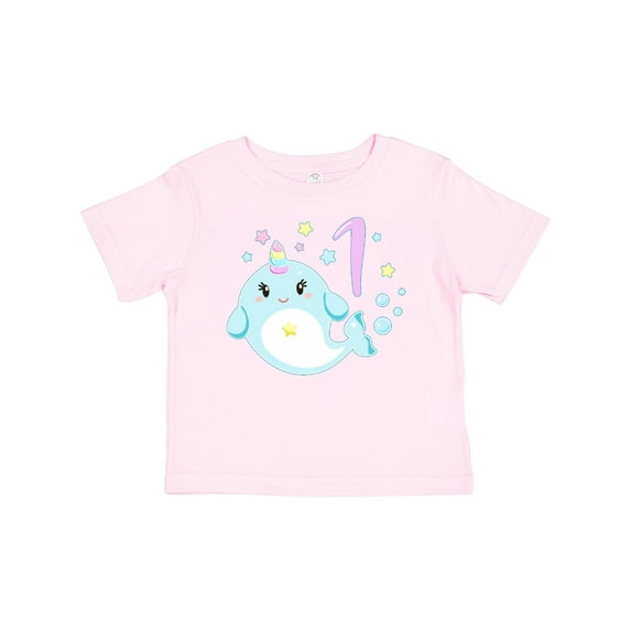 Inktastic Happy 1st Birthday with Cute Narwhal Stars and Bubbles Boys or Girls Baby T-Shirt