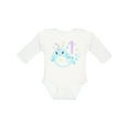 thumbnail image 1 of Inktastic Happy 1st Birthday with Cute Narwhal Stars and Bubbles Boys or Girls Long Sleeve Baby Bodysuit, 1 of 5