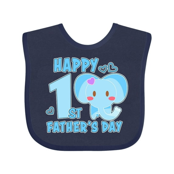 Inktastic Happy 1st Fathers Day with Elephant Girls Baby Bib