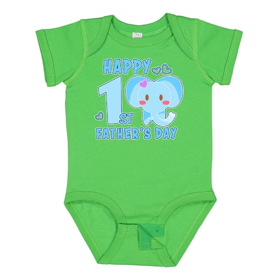 Inktastic Happy 1st Fathers Day with Elephant Girls Baby Bodysuit