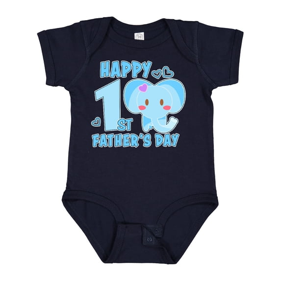 Inktastic Happy 1st Fathers Day with Elephant Girls Baby Bodysuit