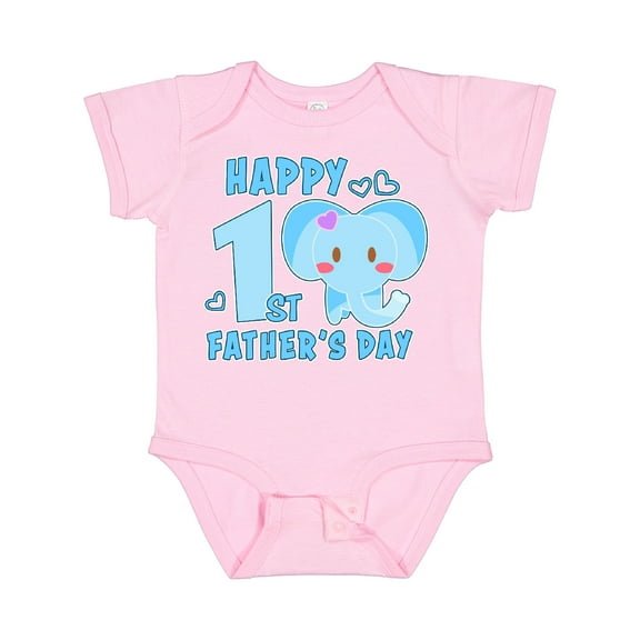 Inktastic Happy 1st Fathers Day with Elephant Girls Baby Bodysuit