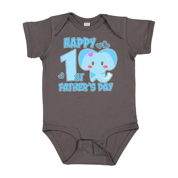 Inktastic Happy 1st Fathers Day with Elephant Girls Baby Bodysuit