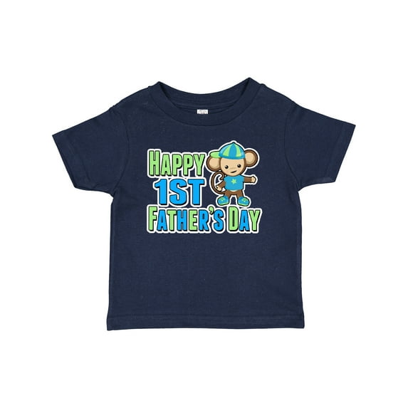 Inktastic Happy 1st Fathers Day with Monkey in Blue Boys Baby T-Shirt