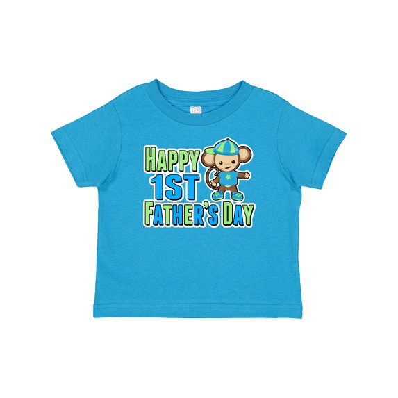 Inktastic Happy 1st Fathers Day with Monkey in Blue Boys Baby T-Shirt