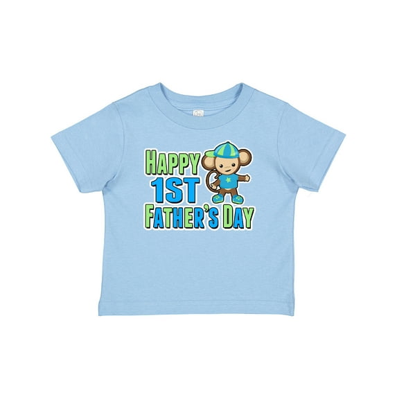 Inktastic Happy 1st Fathers Day with Monkey in Blue Boys Baby T-Shirt