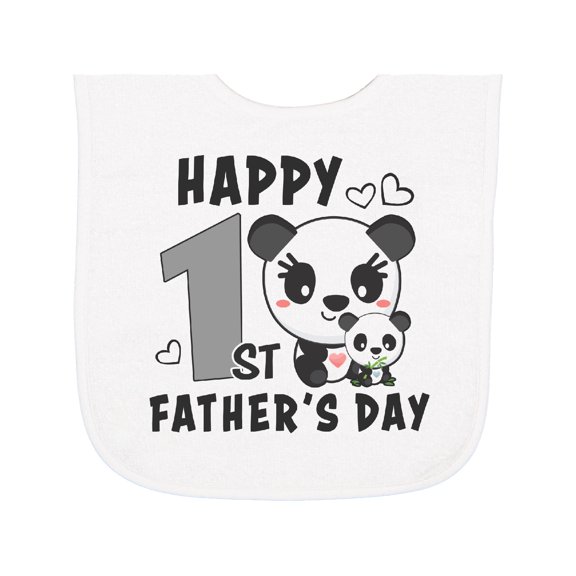 Inktastic Happy 1st Fathers Day with Pandas Baby Terry Cloth Bib