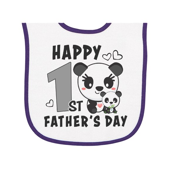 Inktastic Happy 1st Fathers Day with Pandas Baby Terry Cloth Bib